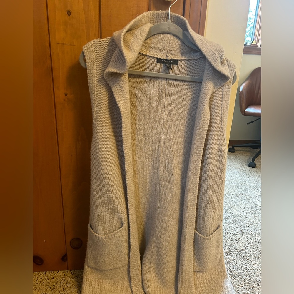 Tahari long hooded cardigan - size XS